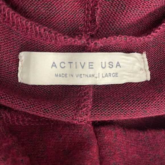 Active USA Burgundy Hooded Long Sleeve Sweater - Picture 5 of 7